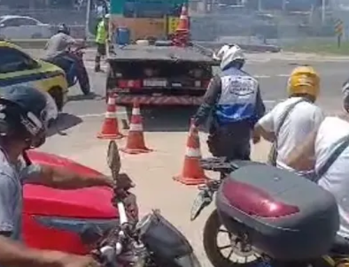 Fio de alta tensão cai na BR-101 e paralisa trânsito na divisa entre São Gonçalo e Itaboraí; Vídeo.